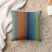 Teal & Burnt Orange Horizontal Stripes クッション (ブランケット)