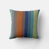 Teal & Burnt Orange Horizontal Stripes クッション (裏面)