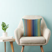 Teal & Burnt Orange Horizontal Stripes クッション (椅子)