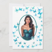 Teal Butterflies And Dress 18th Birthday Debut 招待状 (裏面)