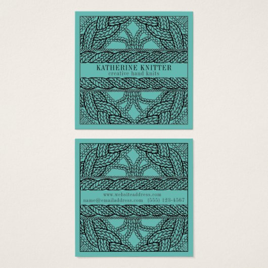 TEAL CABLE KNIT スクエア ビジネスカード II (正面&裏面)