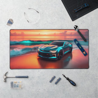 Teal Camaro Illustrated Desk Mat (Large) デスクマット