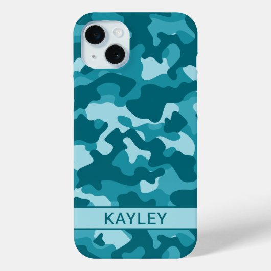 Teal Camouflage Personalized Case-Mate iPhoneケース (裏面)