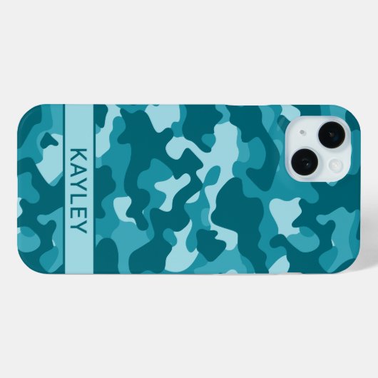 Teal Camouflage Personalized Case-Mate iPhoneケース (裏面 (横))
