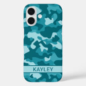 Teal Camouflage Personalized Case-Mate iPhoneケース (裏面)