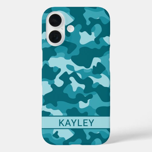 Teal Camouflage Personalized Case-Mate iPhoneケース (裏面)