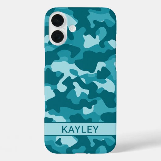 Teal Camouflage Personalized Case-Mate iPhoneケース (裏面)