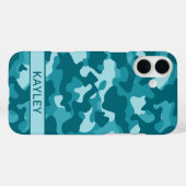 Teal Camouflage Personalized Case-Mate iPhoneケース (裏面 (横))