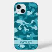 Teal Camouflage Personalized Case-Mate iPhoneケース (裏面)