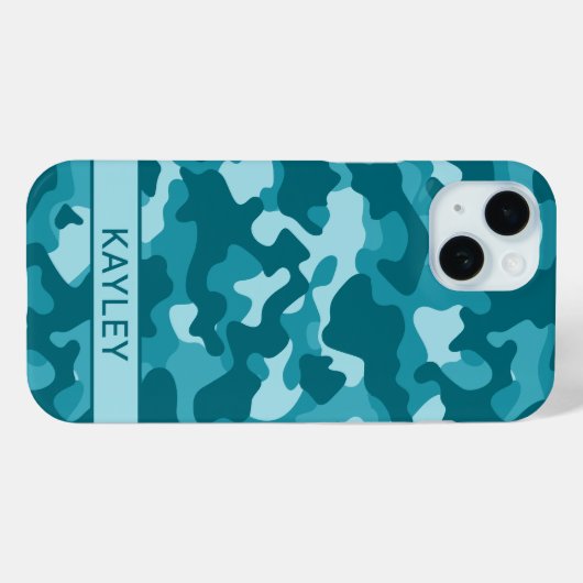 Teal Camouflage Personalized Case-Mate iPhoneケース (裏面 (横))