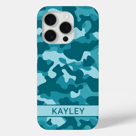 Teal Camouflage Personalized Case-Mate iPhoneケース (裏面)