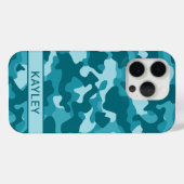 Teal Camouflage Personalized Case-Mate iPhoneケース (裏面 (横))