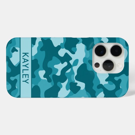 Teal Camouflage Personalized Case-Mate iPhoneケース (裏面 (横))