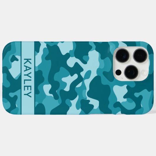 Teal Camouflage Personalized Case-Mate iPhoneケース (裏面 (横))