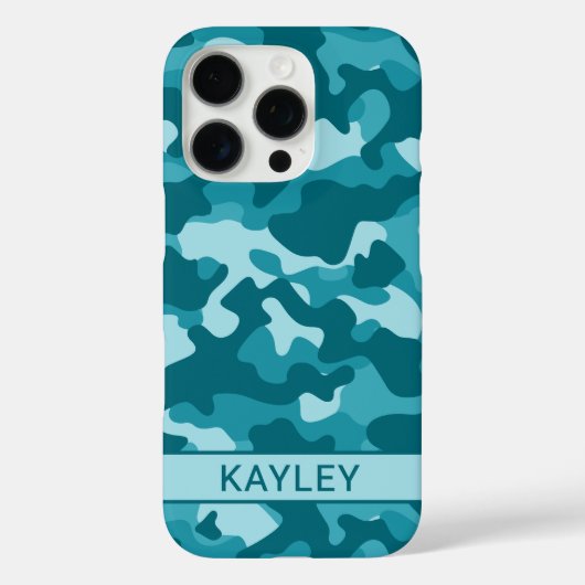 Teal Camouflage Personalized Case-Mate iPhoneケース (裏面)