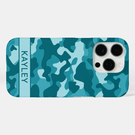 Teal Camouflage Personalized Case-Mate iPhoneケース (裏面 (横))