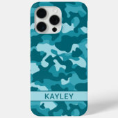Teal Camouflage Personalized Case-Mate iPhoneケース (裏面)
