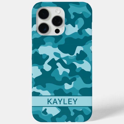 Teal Camouflage Personalized Case-Mate iPhoneケース (裏面)