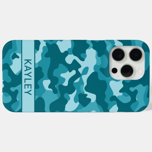 Teal Camouflage Personalized Case-Mate iPhoneケース (裏面 (横))
