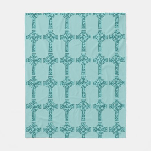 Teal Celtic Cross Blanket フリースブランケット (正面)