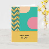 Teal Chevron Daughter In Law Card カード (黄色い花)