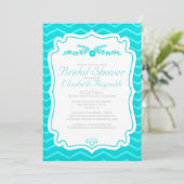 Teal Chevron Stripes Bridal Shower Invitations 招待状 (スタンド正面)