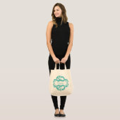 Teal Chic Damask Tote Bag トートバッグ (正面(モデル))