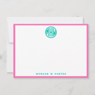 Teal Circle Monogram Font DIY BG サンキューカード