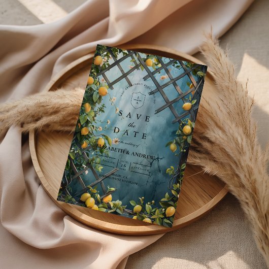 Teal Citrus Blossom Garden Wedding セーブザデート