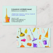 teal Cleaning Service Housekeeper Janitorial 名刺 (正面/裏面)