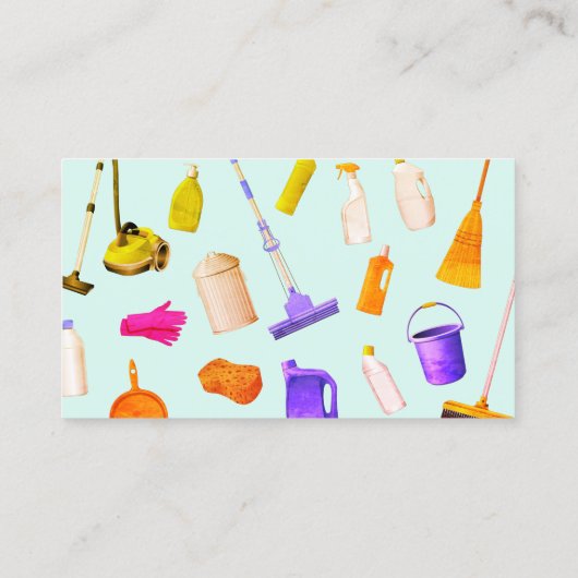 teal Cleaning Service Housekeeper Janitorial 名刺 (裏面)