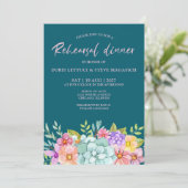  Teal Colorful  Floral Rehearsal Dinner  招待状 (スタンド正面)
