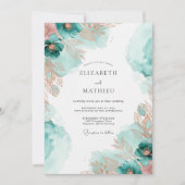 Teal Copper Ethereal Coastal Wedding 招待状 (正面)