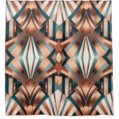 Teal Copper Geometric Skyscraper Neo Art Deco シャワーカーテン (正面)