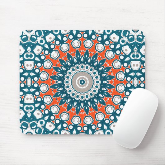 Teal Coral Modern Mandala Desk Pattern マウスパッド (マウス)