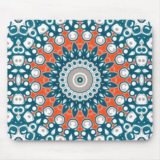 Teal Coral Modern Mandala Desk Pattern マウスパッド (正面)