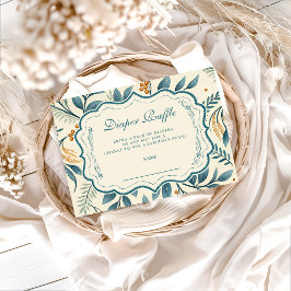 Teal Cottage Floral Baby Shower Diapper Raffle エンクロージャーカード