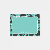 Teal Cow Print & White Bow With Your Name ポストイット (正面)