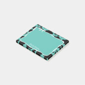 Teal Cow Print & White Bow With Your Name ポストイット (アングル)