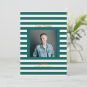 Teal Cream Preppy High School Photo Grad Cards 案内状 (スタンド正面)