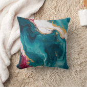 Teal & Crimson Marble Elegance クッション (ブランケット)