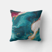 Teal & Crimson Marble Elegance クッション (裏面)