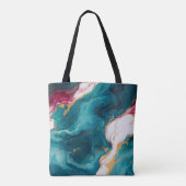 Teal & Crimson Marble Elegance トートバッグ (裏面)