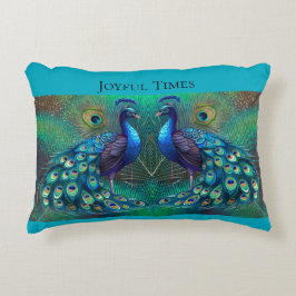 Teal cushion Peacock design アクセントクッション