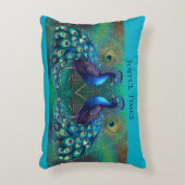 Teal cushion Peacock design アクセントクッション (正面(垂直))