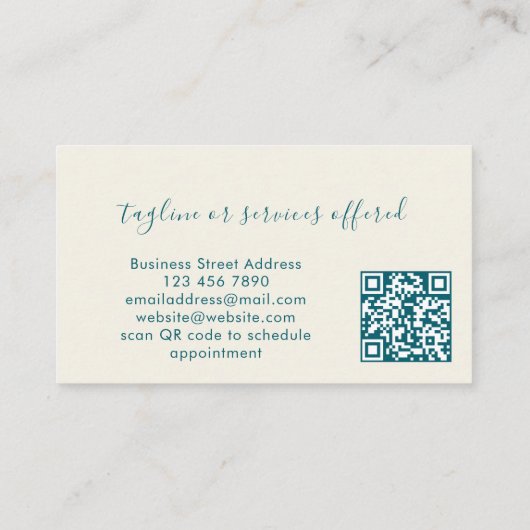 Teal Custom QR Code Interior Design Professional 名刺 (裏面)