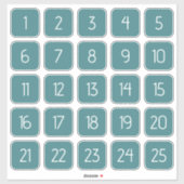 Teal Customizable Square Number Stickers  シール (シート)