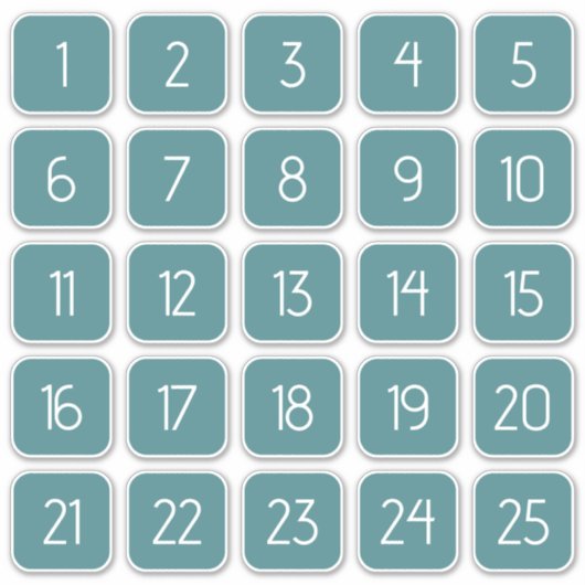 Teal Customizable Square Number Stickers  シール (正面)