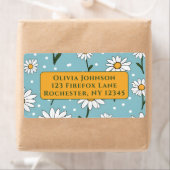Teal Cute Daisy Flower Address Labels ラベル (インサイチュ)