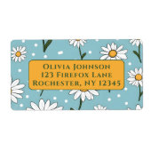 Teal Cute Daisy Flower Address Labels ラベル (正面)
